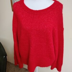 Calvin Klein Jeans  New  Vibrant Red Crew Neck Sweater, Size Large,